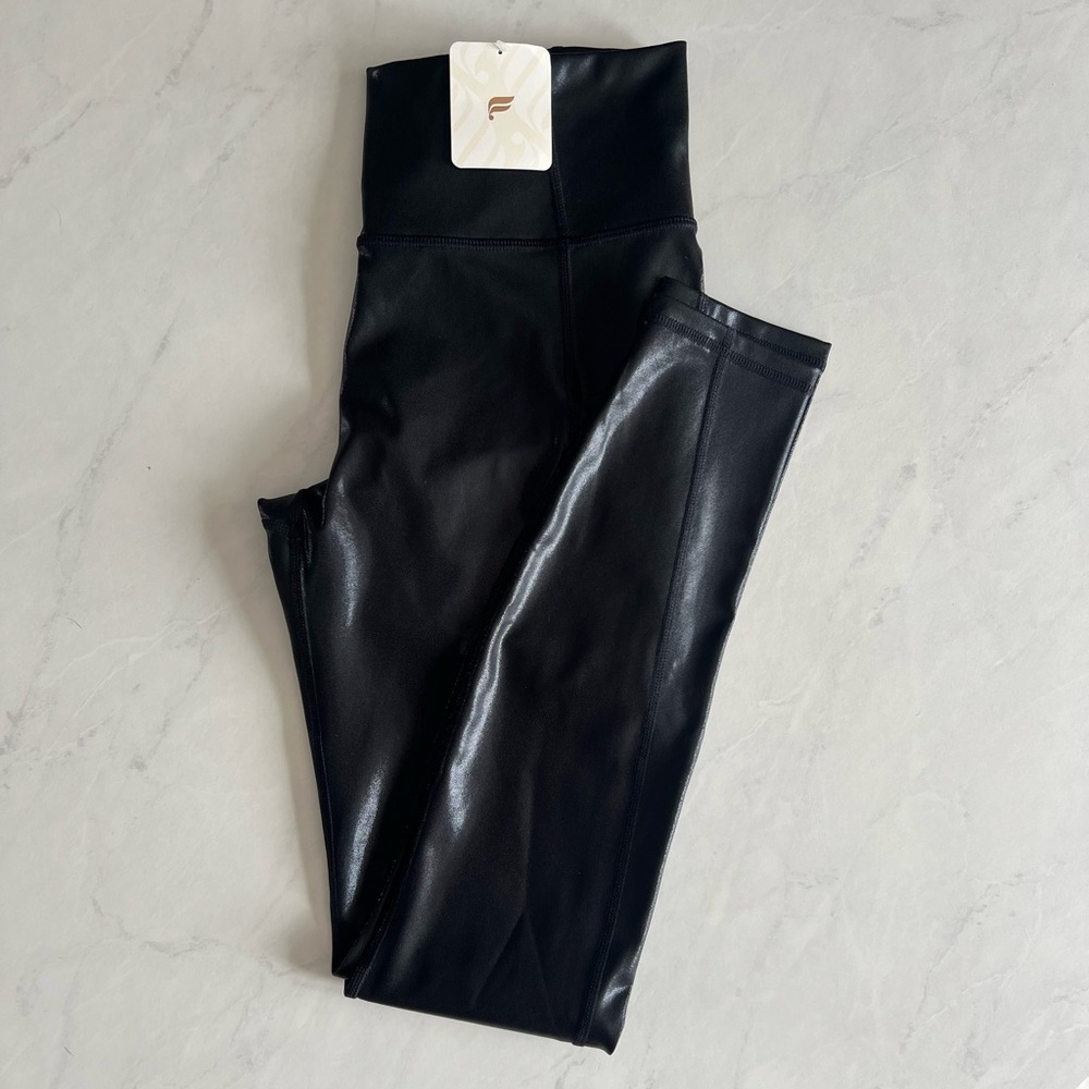 NWT Fabletics Black Foil High-Waisted Leggings